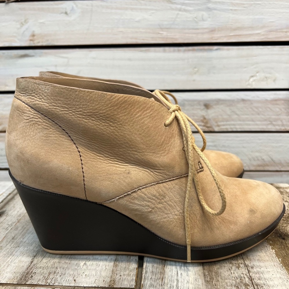 Cole Haan Britt Wedge Ankle Boots Sandstone Suede Chukka 8.5